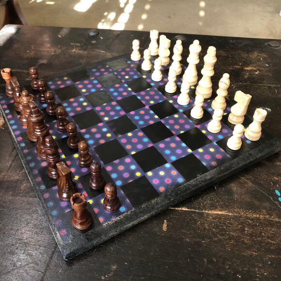 Scrapbook Chess Set - Midnight Polka Dots - Picture 2 of 10